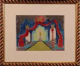 Orfeo Tamburi, Scena per teatro: La reggia, tempera on paper applicata on canvas tesa on cardboard