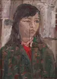 Ragazza con maglia verde by Enzo Faraoni, 1968, oil on panel, offered Mar 2020
