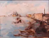 Sergio Scatizzi, Laguna a Venezia, gouache on paper applicata on canvas