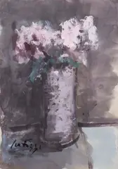 Fiori by Sergio Scatizzi, tempera on paper applicata on compensato, offered Mar 2020