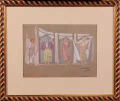 Scena per teatro: Catacombe II parte by Orfeo Tamburi, tempera on card, offered Mar 2020
