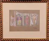 Orfeo Tamburi, Scena per teatro: Catacombe II parte, tempera on card