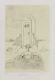Giorgio de Chirico, Bagni pomeridiani, 1972, engraving a vernice molle on fondo colorato