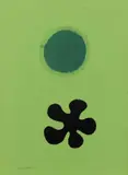 Adolph Gottlieb, Green Ground - Black Form, 1966, lithograph a colori