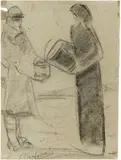 La sete by Lorenzo Viani, charcoal on paper, offered Dec 2018