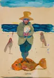 Figura sulla spiaggia by Antonio Possenti, mixed media on cardboard, offered Dec 2018
