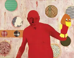 Pro-tesi by Federico Guida, 2001, mixed media on canvas, offered Dec 2018