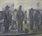 Alla fermata by Ernesto Treccani, oil on canvas, offered Dec 2018