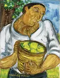 Giuseppe Migneco, Raccoglitore di limoni, oil on canvas