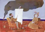 Pittore e modella by Antonio Possenti, oil on canvas board, offered Dec 2018