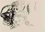 Renato Guttuso, Volti, ink on paper
