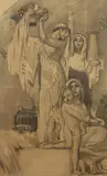 Achille Funi, Studio di decorazione, mixed media on paper applicata on canvas