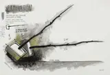 Fabrizio Plessi, Germination. Progetto per due sculture avvicinate a terra, 2009, mixed media on paper applicata on panel