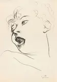 Renato Guttuso, Volto di donna, ink on paper
