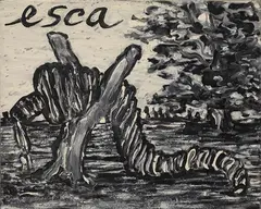 Alessandro Pessoli, Senza titolo, 1992, enamel on paper applicata on canvas