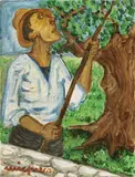 Giuseppe Migneco, La raccolta delle olive, oil on canvas