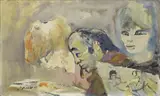 Autoritatto con figure by Mino Maccari, oil on canvas board, offered Dec 2018