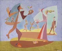 Léopold Survage, La rencontre, 1954, tempera on panel