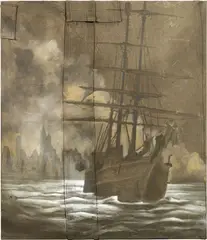 Luca Pignatelli, Acque morte, 2001, oil on telone di copertura di vagone ferroviario