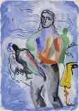 Sandro Chia, Figura, mixed media on paper applicata on cardboard