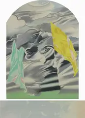 Umberto Buscioni, Caduta degli Angeli ribelli, 1983, oil on canvas sagomata