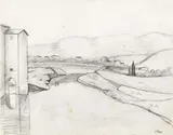 Paesaggio by Ottone Rosai, pencil on paper, offered Dec 2017