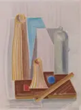 Mario Tozzi, Oggetti e bottiglie, 1979, pastel on paper