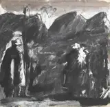 Mario Sironi, Paesaggio, mixed media on paper