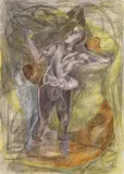 Sandro Chia, Figura, 1988, mixed media on paper applicata on canvas