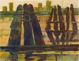 Giovanni Frangi, Porto Marghera, mixed media on paper