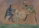 Figure in volo by Mino Maccari, oil on panel, offered Dec 2017