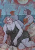 Remo Squillantini, Le bagnanti, oil on panel