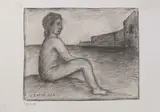 Carlo Carrà, Bagnante, 1964, charcoal on paper
