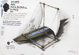 Fabrizio Plessi, Progetto per barca barbarica digitale, 2008, mixed media on paper applicata on panel