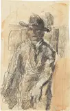 Uomo con cappello by Mario Sironi, pencil and watercolour on paper, offered Dec 2017