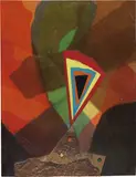 Roberto Crippa, Senza titolo, collage on panel