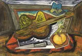 Pippo Oriani, Grande guitare, encausto and graffito on cardboard