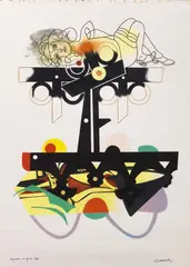 Senza titolo by Giuseppe Guerreschi, 1970, mixed media on paper, offered Dec 2017