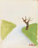 Ottone Rosai, Strada, tempera grassa on paper applicata on cardboard