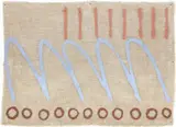 Giorgio Griffa, Senza titolo, 1982, acrylic on juta