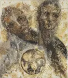 Bruno Ceccobelli, Abbracci di stasi, 2006, Sigla e titolo al verso: BC / Abbracci di stasi. Foto autenticata dall'artista in data