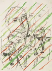 Volti by Sandro Chia, 1989, mixed media on paper, offered Dec 2017