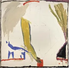 James Brown, Nude with a Bull Terrier, 1982, acrylic and mixed media on paper applicata on canvas