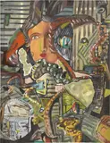 Sandro Chia, Viso e composizione, 1988, oil on canvas