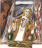 Mimmo Paladino, Senza titolo, 1984, oil on canvas and legno