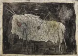 Roberto Crippa, Toro, 1953, oil and cera on faesite
