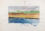 Franco Angeli, Senza titolo (Souvenir - Nanni Balestrini), watercolour pencil and stampa on paper
