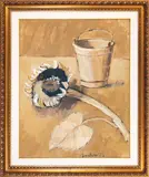 Saverio Barbaro, Bucket and sunflower, 1974, oil on canvas