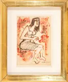 Giuseppe Migneco, Figure, gouache on canvas paper