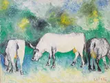 Giuseppe Cesetti, Oxen, oil on canvas